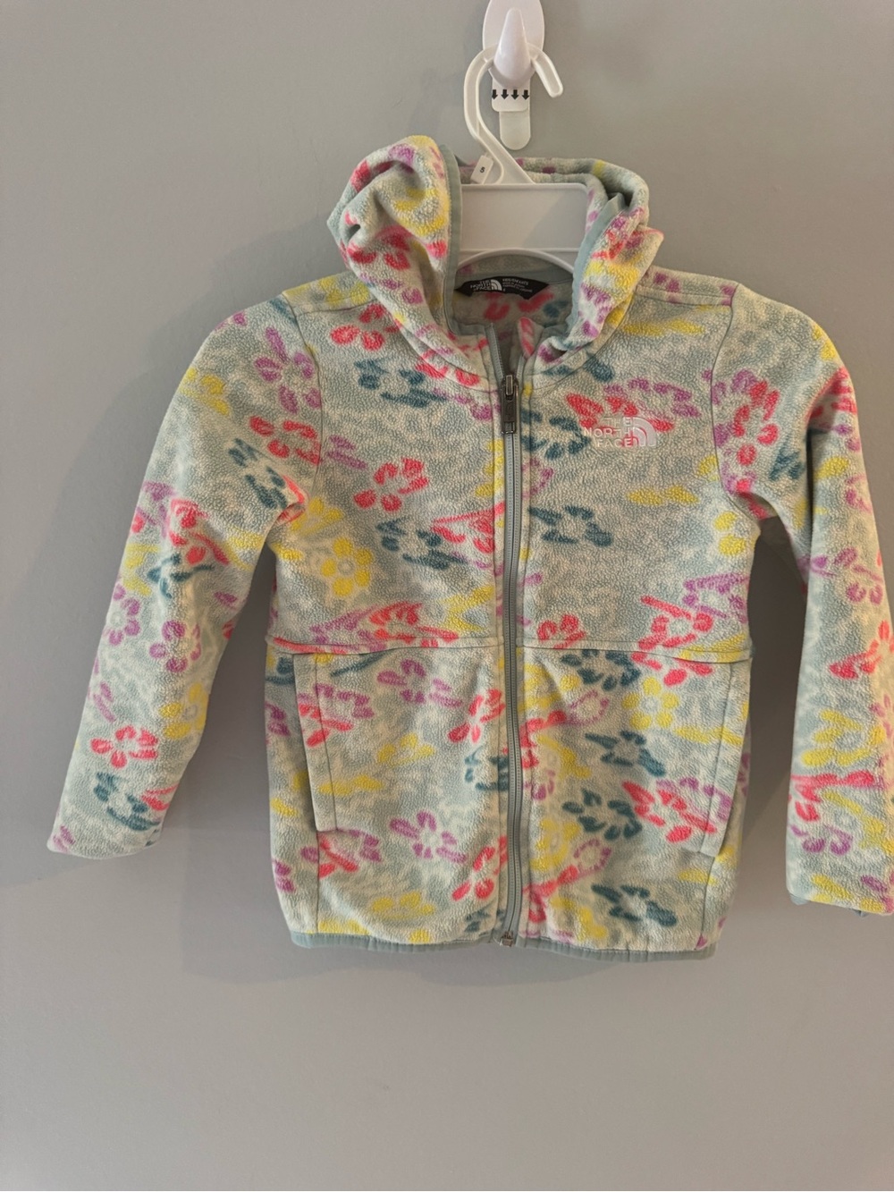 The North Face Kids Floral Zip-Up Hooded Fleece - Pink, Yellow, Blue